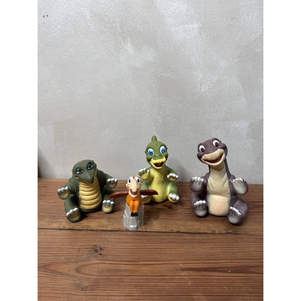 Vintage 1988 Land Before Time Pizza Hut Rubber Hand Puppets Lot Of 4